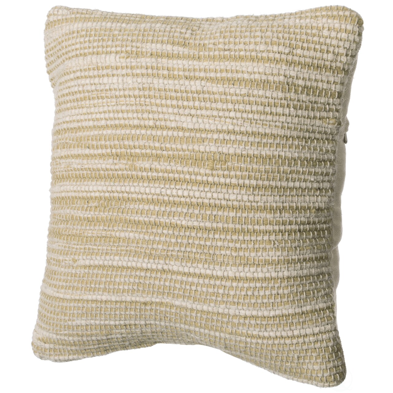 16" Handwoven Wool & Cotton Throw Pillow Cover with Woven Knit Texture